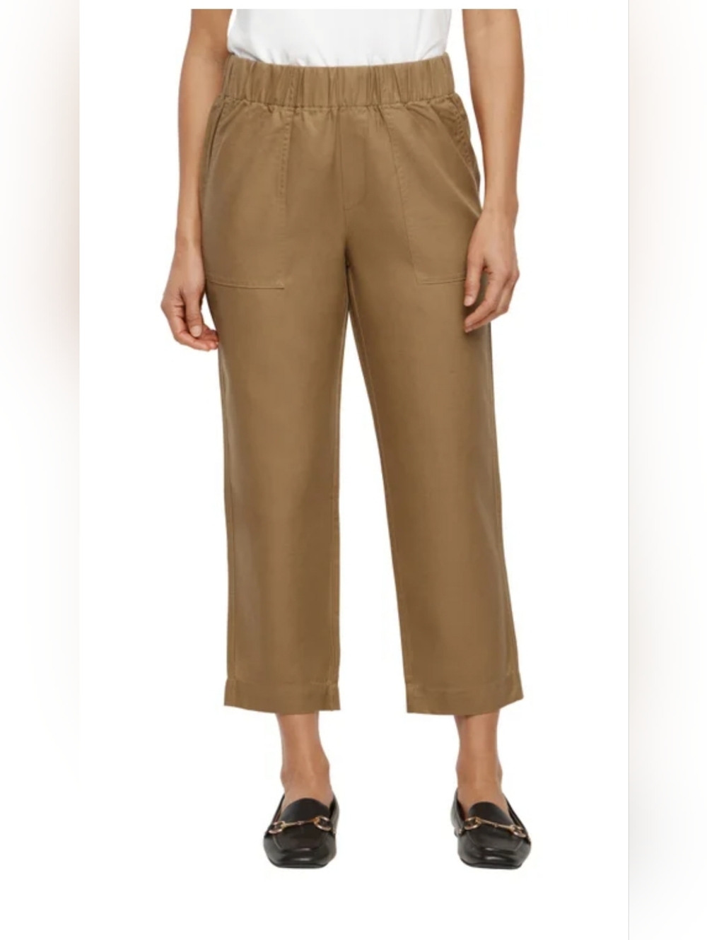 Banana Republic Tapered Crop Pull-On Pants Capris With Pockets Beige Tan Size S